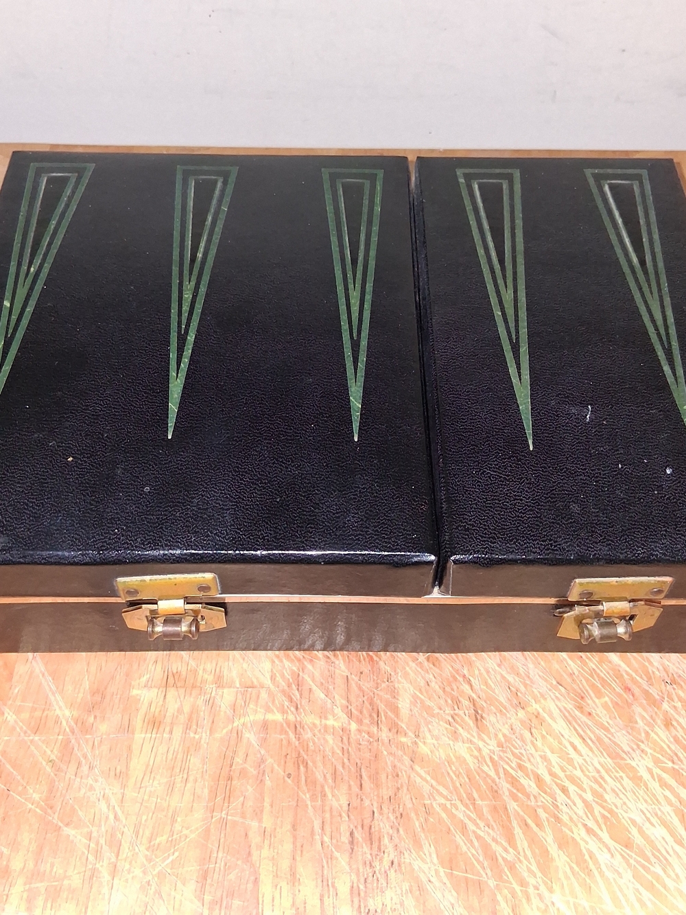Vintage Black & Green Babcock Jewelry & Tie Clip Box 1960s